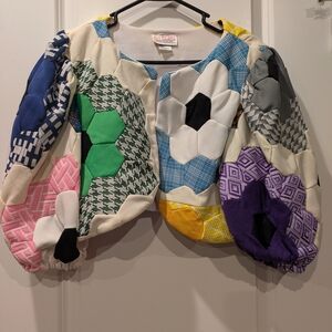 Fabulous Bolero Jacket Colorful Patchwork Grandma Patch Cropped Jacket M